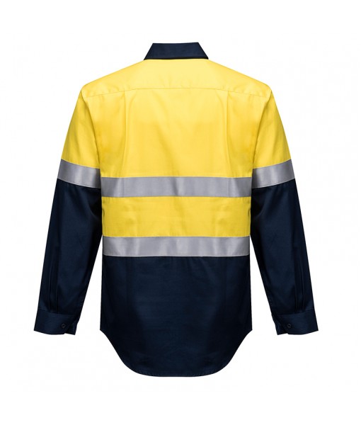 Fr Cd Long Sleeve Shirt Navy/Yellow with Tape