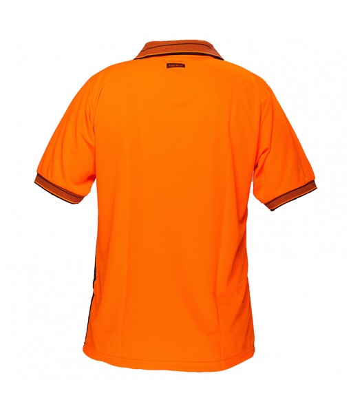 Short Sleeve Micro Mesh Polo Orange/Navy