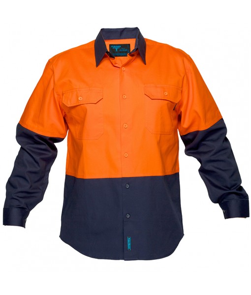 Hi-Vis Long Sleeve Shirt Orange/Navy