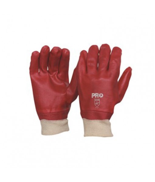 Red PVC Knit Wrist Gloves 12's