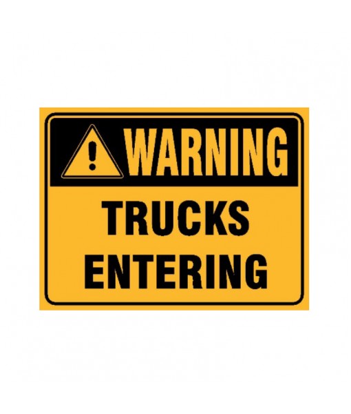 Sign Metal Warning Trucks Entering 450x300